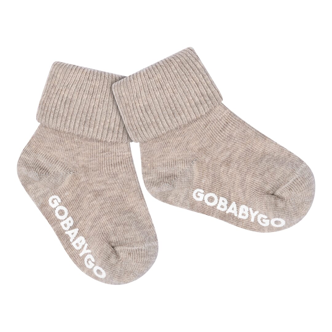 Non Slip Socks Organic Cotton Sand - GoBabyGo - Rumpetroll
