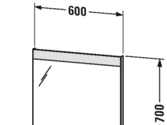 Duravit Spejl m LED lys 60x70 - 3,5cm dyb lysfelt øverst, ekstern kontakt, 4000 Kelvin, 8 W
