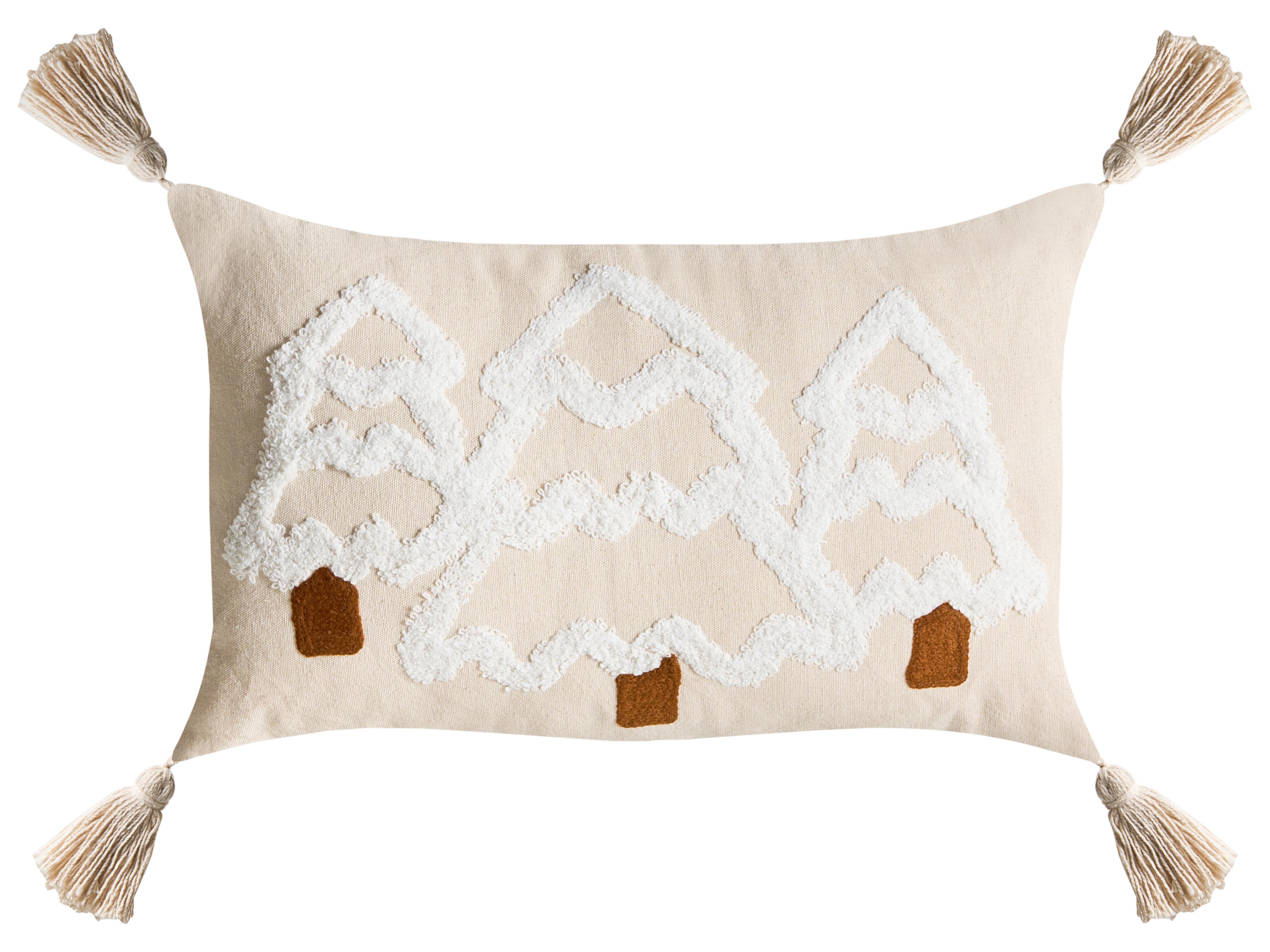 Set van 2 sierkussens INTSIA Katoen 30 x 50 cm 45 x 45 cm Lichtbeige kerstmotief