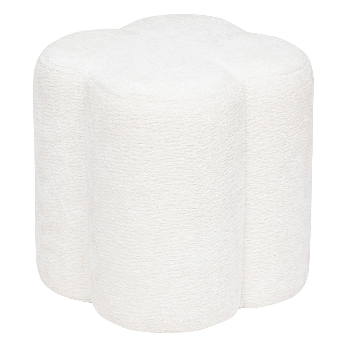 POUF FLEUR CHENILLE LAVON BLANC