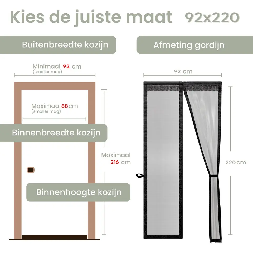 O'DADDY Deurgordijn Deluxe FIBER - Magnetisch Vliegengordijn 92x220 Zwart