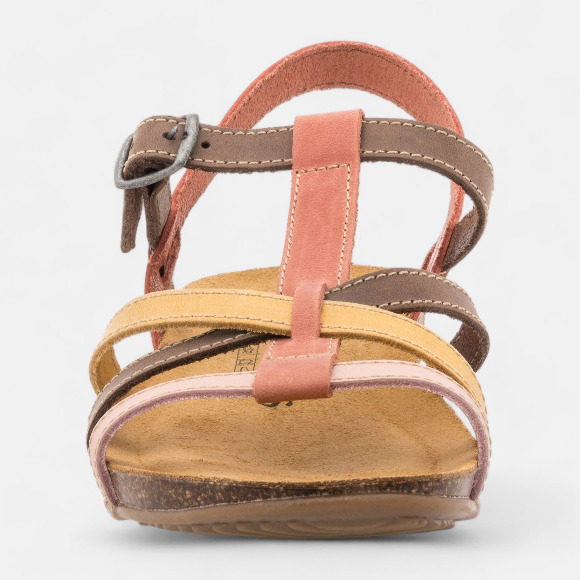 Mules semelle liège Femme en cuir rose