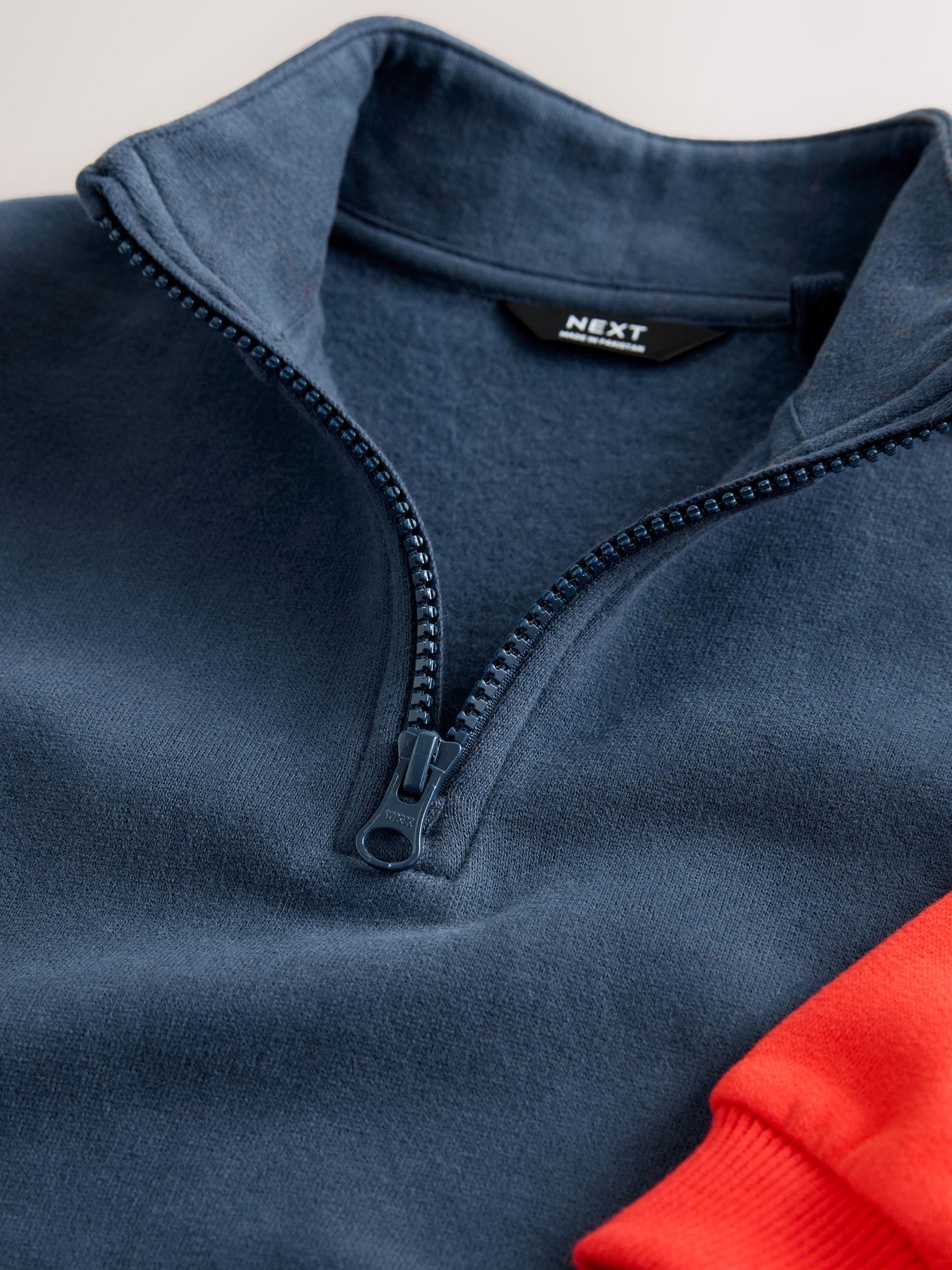 Rood/marineblauw - Set van top met halve rits en joggingbroek (3mnd-7jr)
