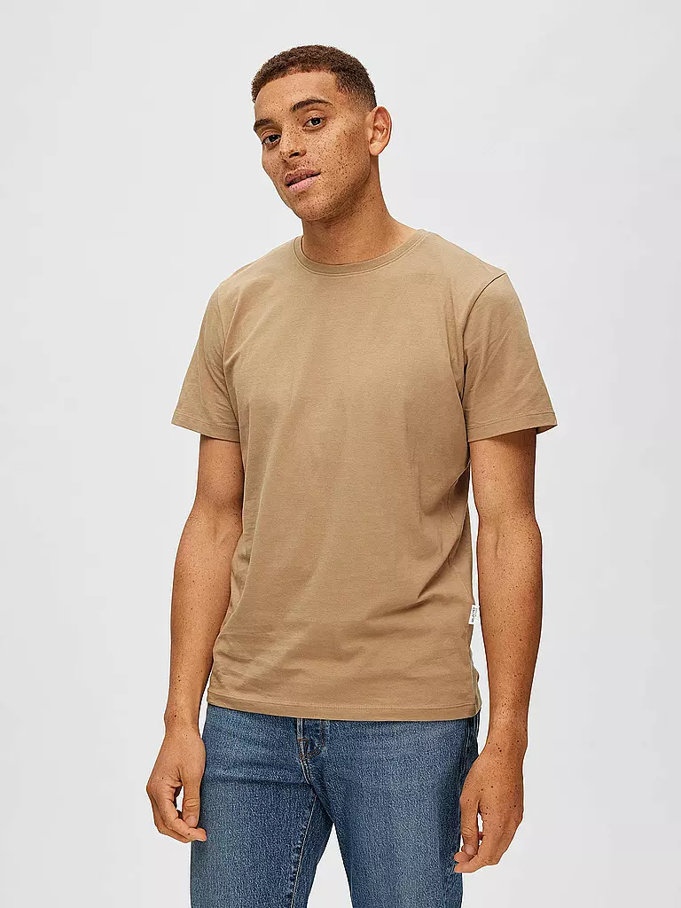 SELECTED T-Shirt SLHASPEN  beige