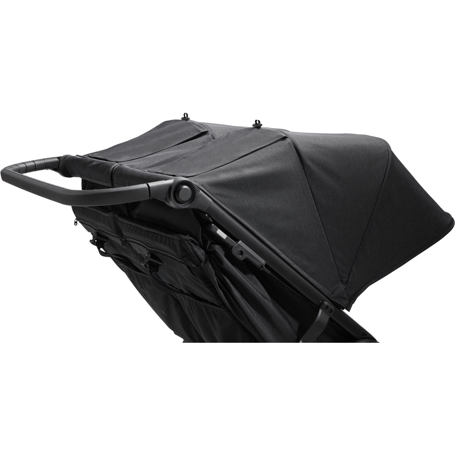 baby jogger Geschwisterwagen City Mini GT2 Double Jet schwarz inklusive Babywanne Mini GT2 Double, 1 x Sicherheitsbügel und Wetterschutz