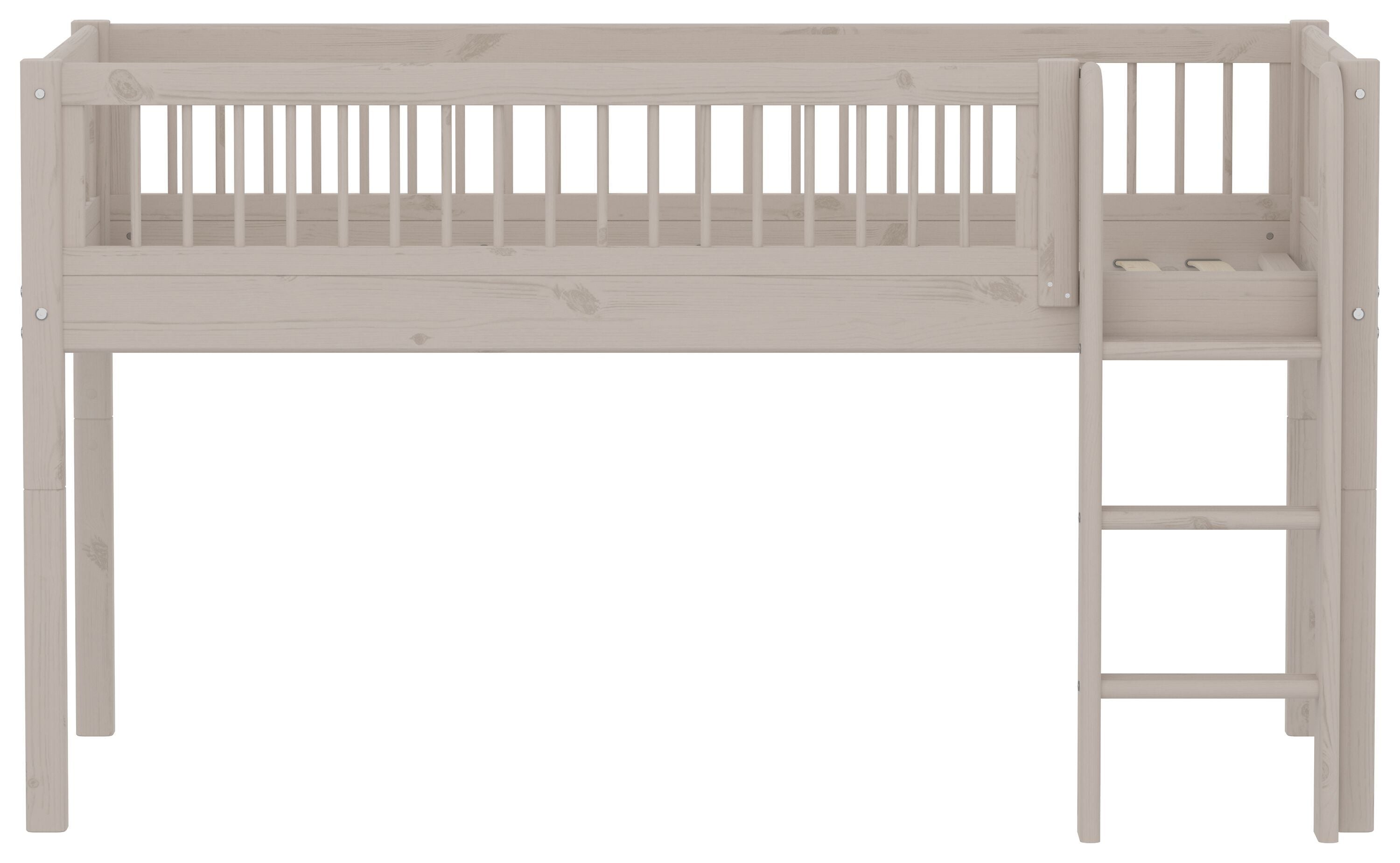 Flexa CLASSIC Leiter gerade Halbhochbett inkl. Pfosten - Grau / B: 110.0 cm x T: 210.0 cm x H: 120.0 cm