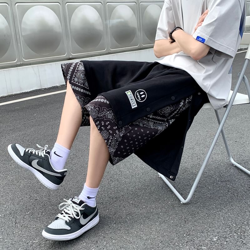 Priam - Mid Rise Paisley Print Mock Two-Piece Shorts