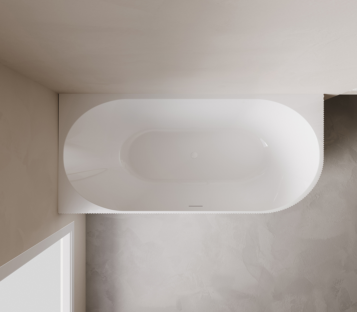 Mueller Almar hoek ligbad ribbel 180x80cm glans wit links