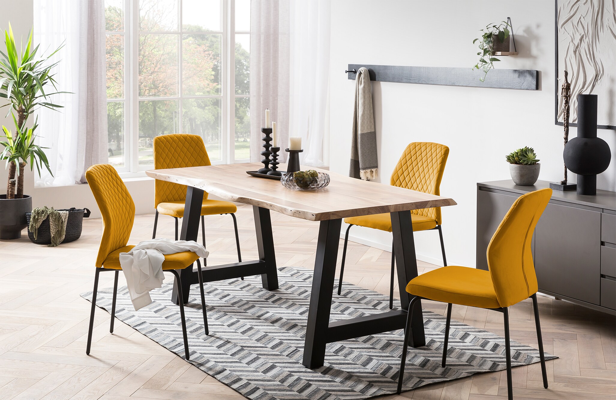 Stuhl 2er Set Gelb Polsterstuhl Essstuhl Küchenstuhl Stuhlset Stühle