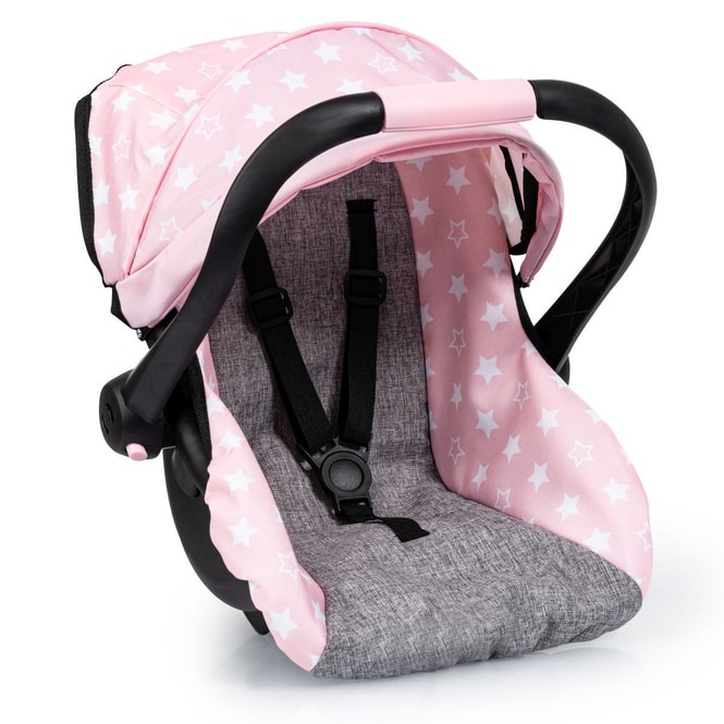 Puppen-Autositz - rosa/grau mit Sternchen