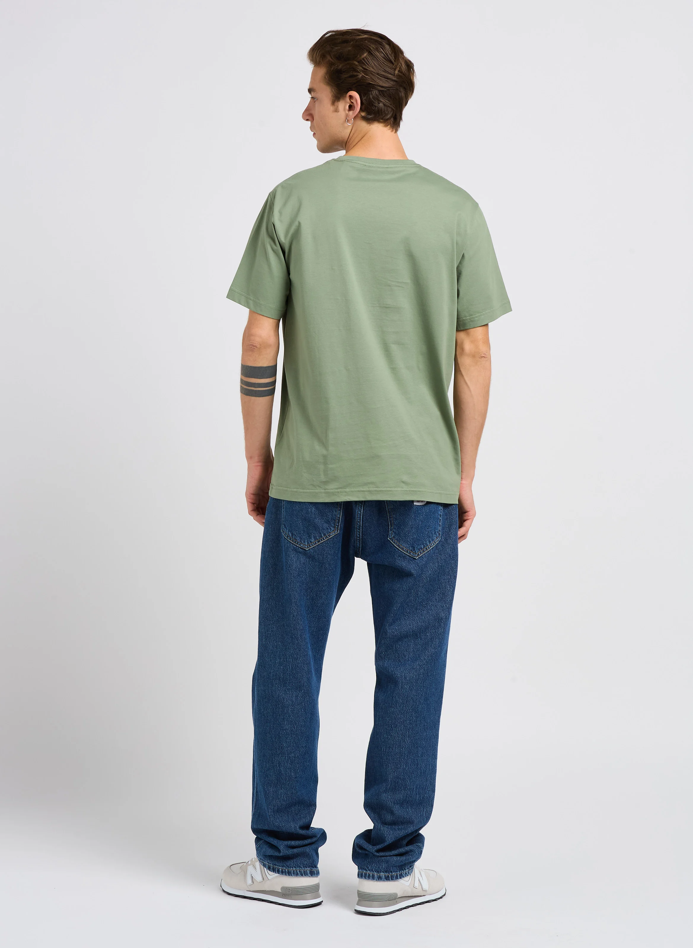 Tee-shirt col rond droit en coton | Vert