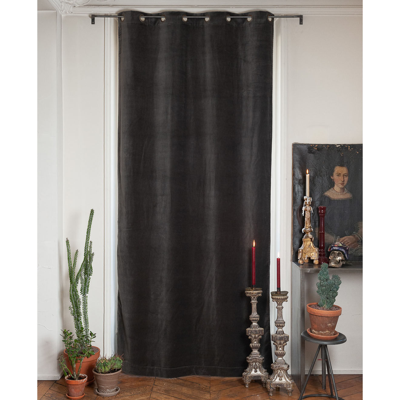 En Fil d'Indienne Rideau Lyric anthracite - 135x250 cm