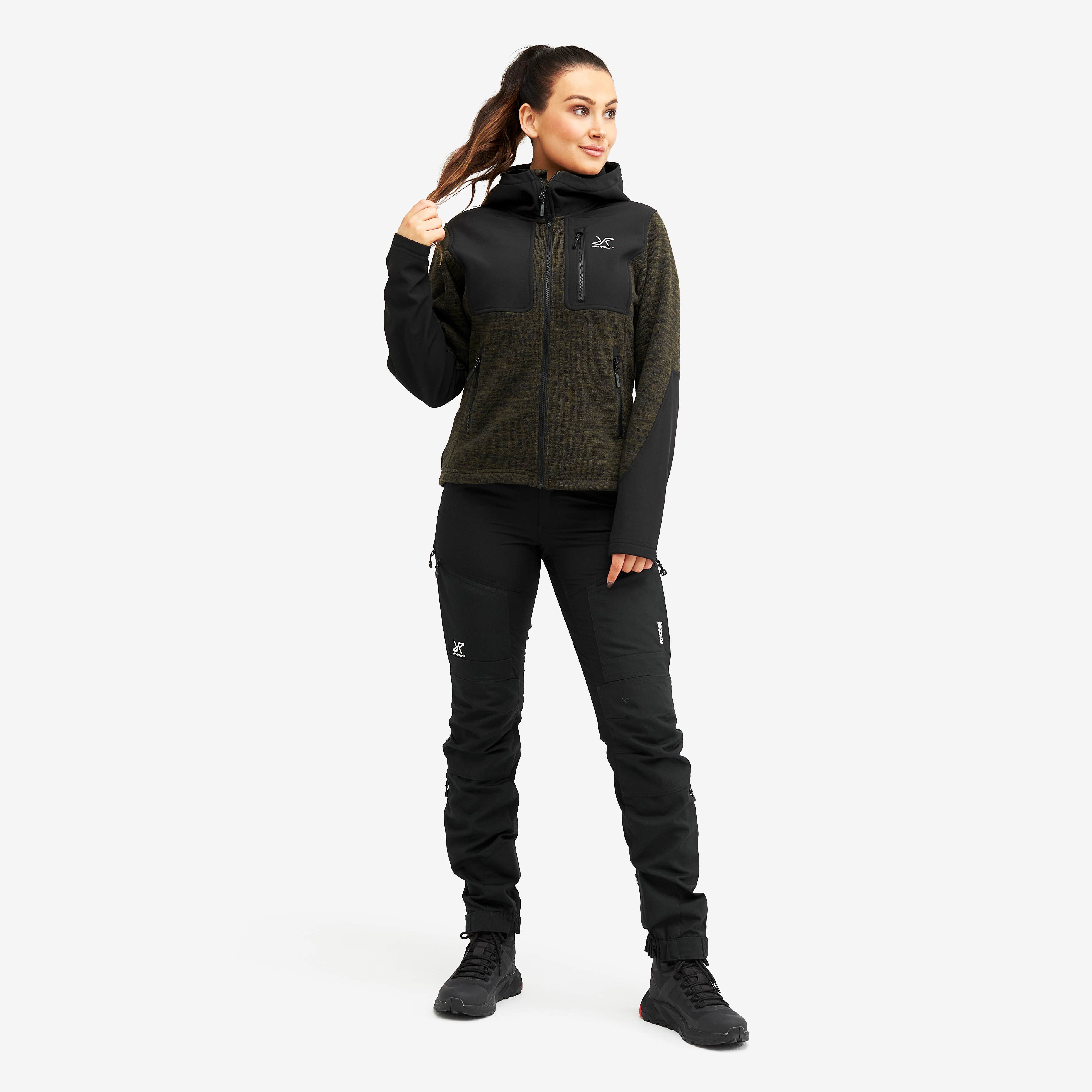 Wander Pro Wool Hoodie Dame Dark Olive