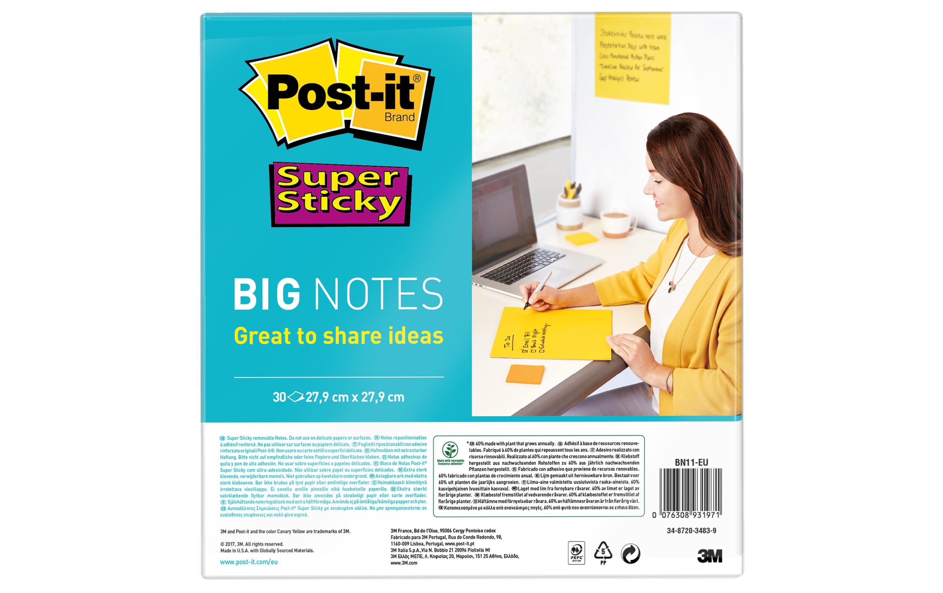 Notizzettel Post-it Super Sticky 27.9 cm x 27.9 cmPost-it Haftnotizen Super Sticky Grossformat