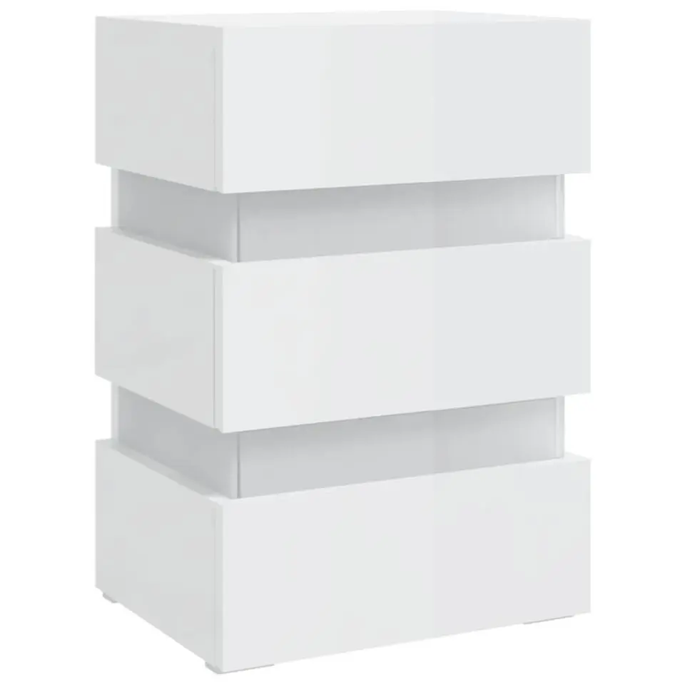 VidaXL Nachtkastje LED 45x35x67 cm bewerkt hout hoogglans wit