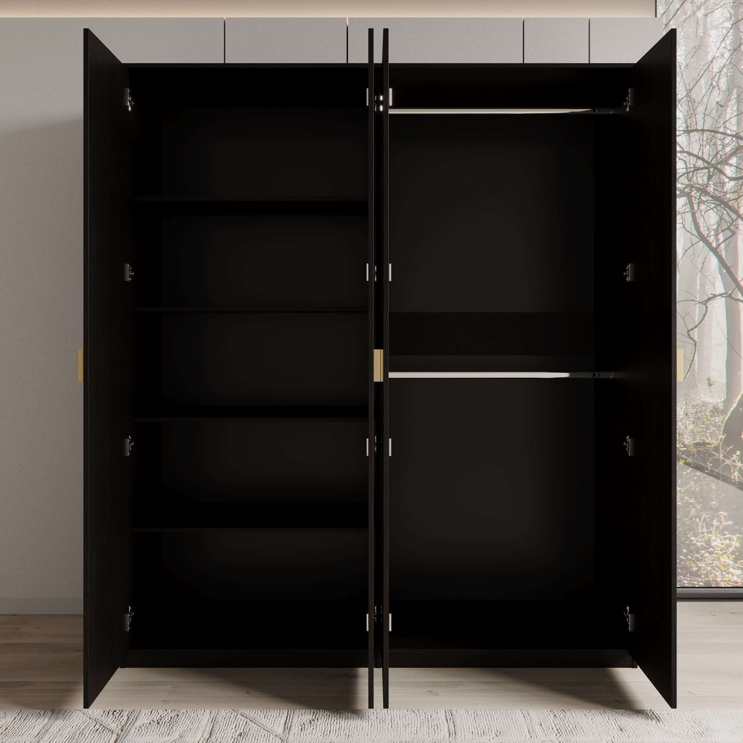 Meubella - Kledingkast Monor - Zwart eiken - 180 cm