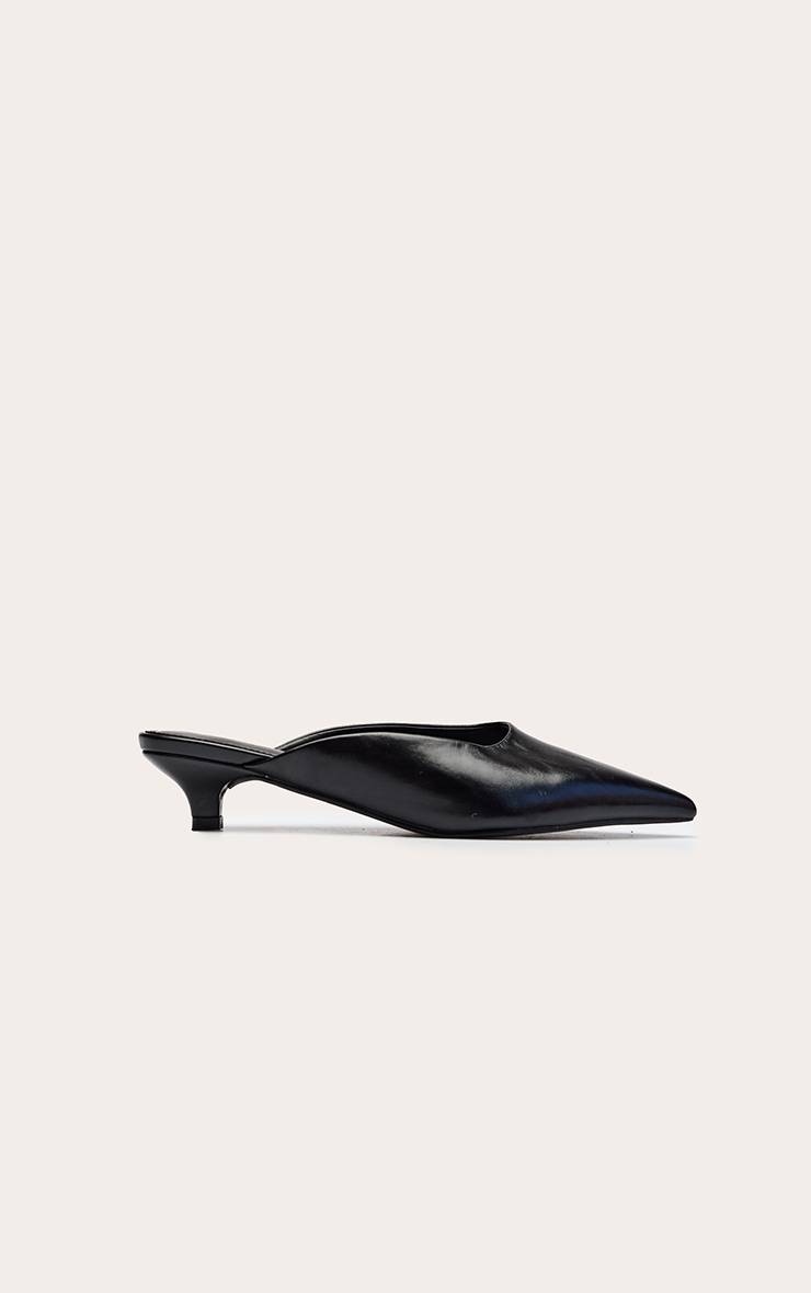 Noir Mules De Cour À Talon Chaton En Synthétiquecuir