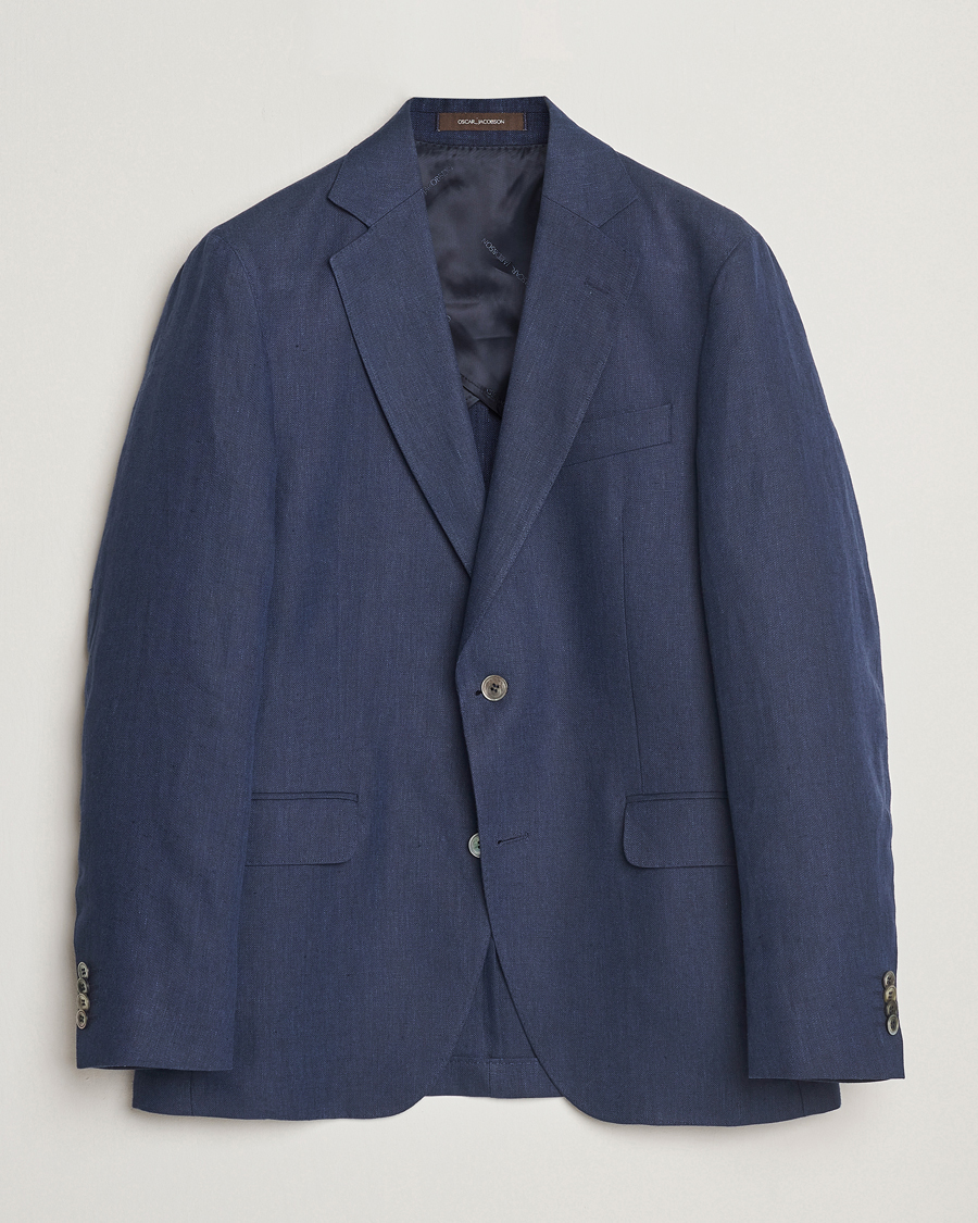 Oscar Jacobson Ferry Soft Linen Blazer Navy
