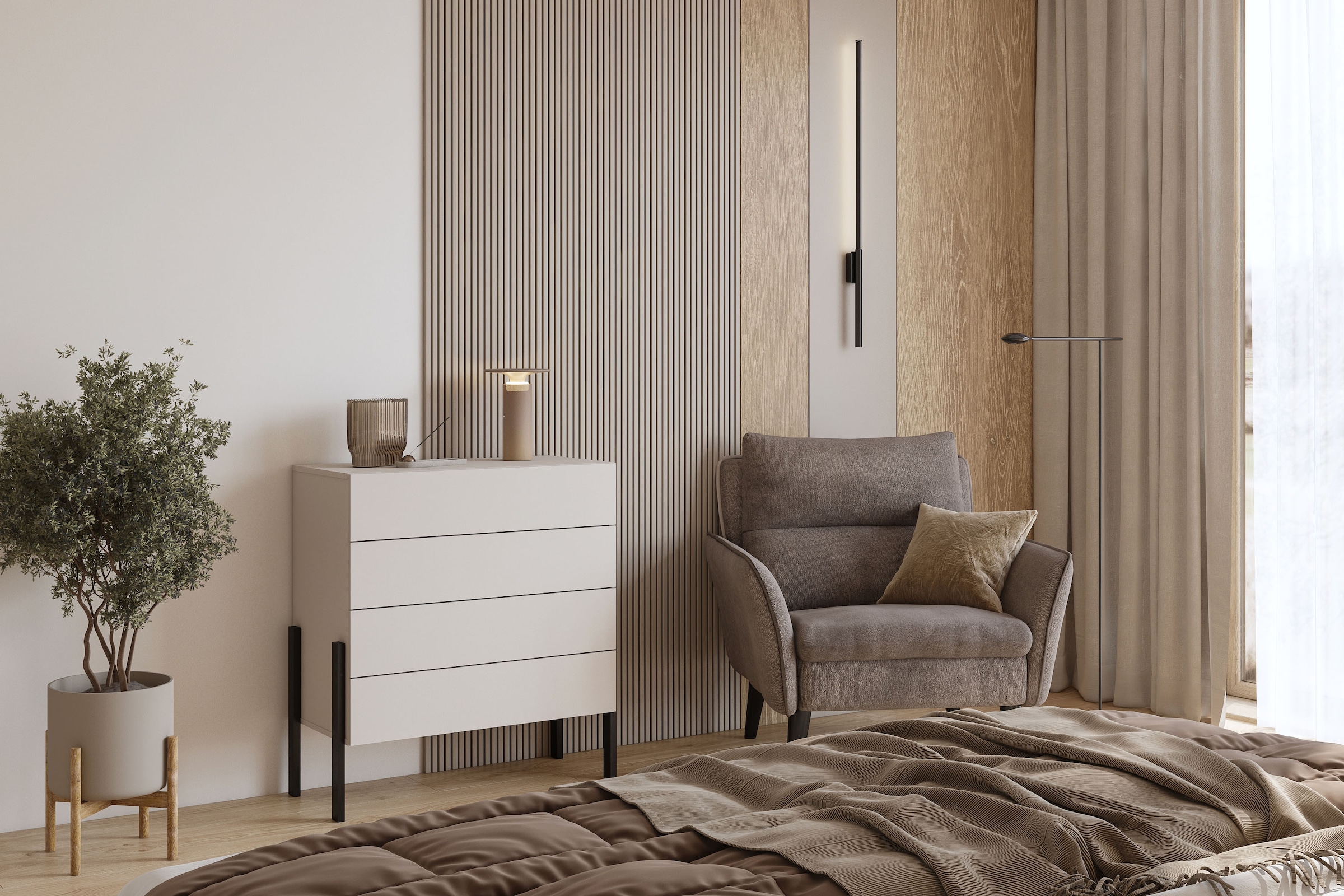 Home affaire Kommode »Jukon, Breite 84 cm, moderne grifflose Kommode« Schubladenkommode mit 4 Schubkästen, push to open Funktion