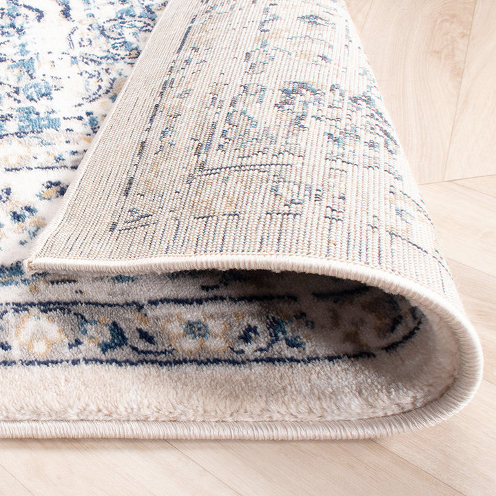Vintage vloerkleed -  Deep Medaillon Wit/Blauw