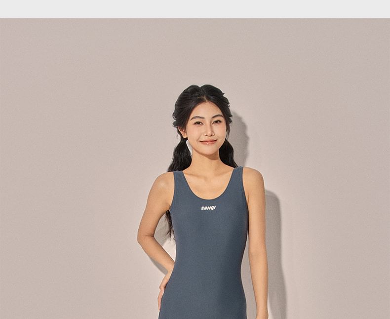 SANQI - Badpak met ronde hals en letters
