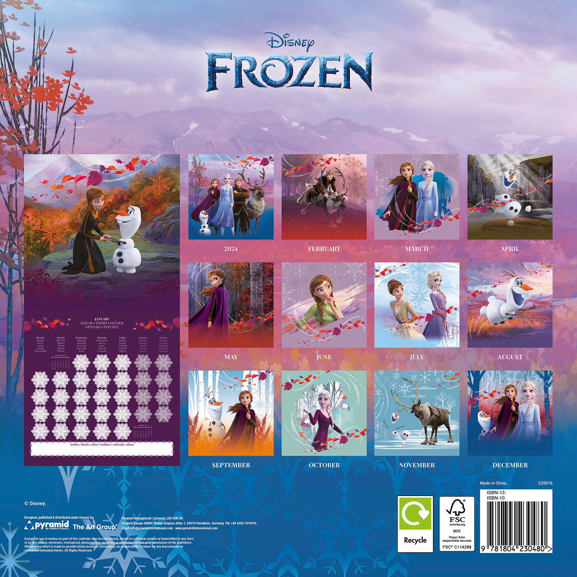 Broschürenkalender 2025 - mehrfarbig - Frozen - 30x30 cm