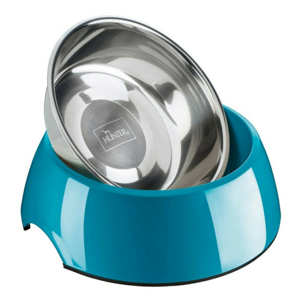 Mangeoire pour chiens acier inoxydable mélamine bleu (14,5 x 14,5 x 7 cm)
