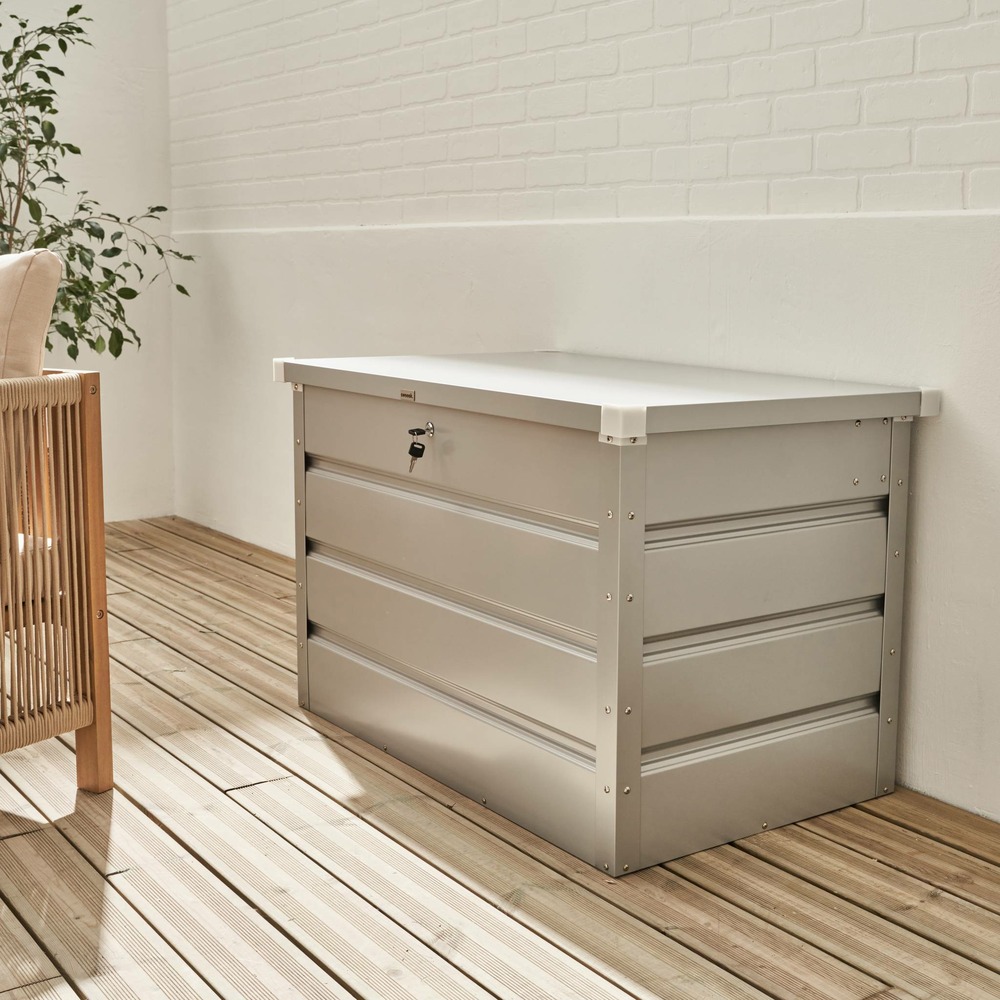 Coffre de jardin en métal -dallas - 285l gris aluminiun