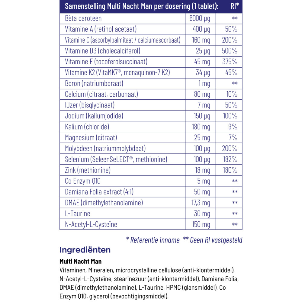2x Vitakruid Multi Dag Nacht Man 60 tabletten