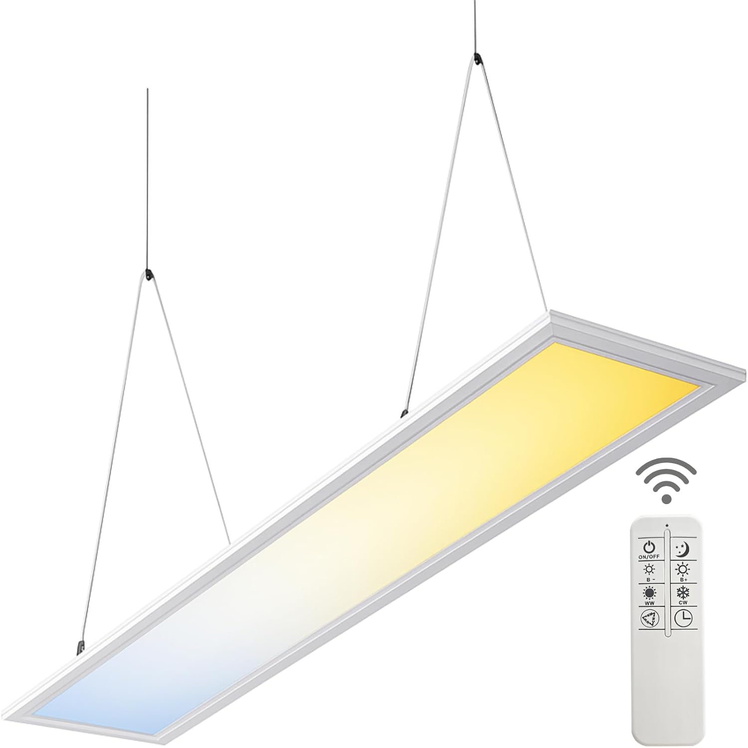 LED Pendelleuchte 120cm direkt/indirekt Dimmbar CCT 3000-6000K mit FB Mikroprismatische Abdeckung 32 Watt 2880 lm CRI>90 IP20 Pendelleuchte Höhenverstellbar Hängelampe Hängeleuchte