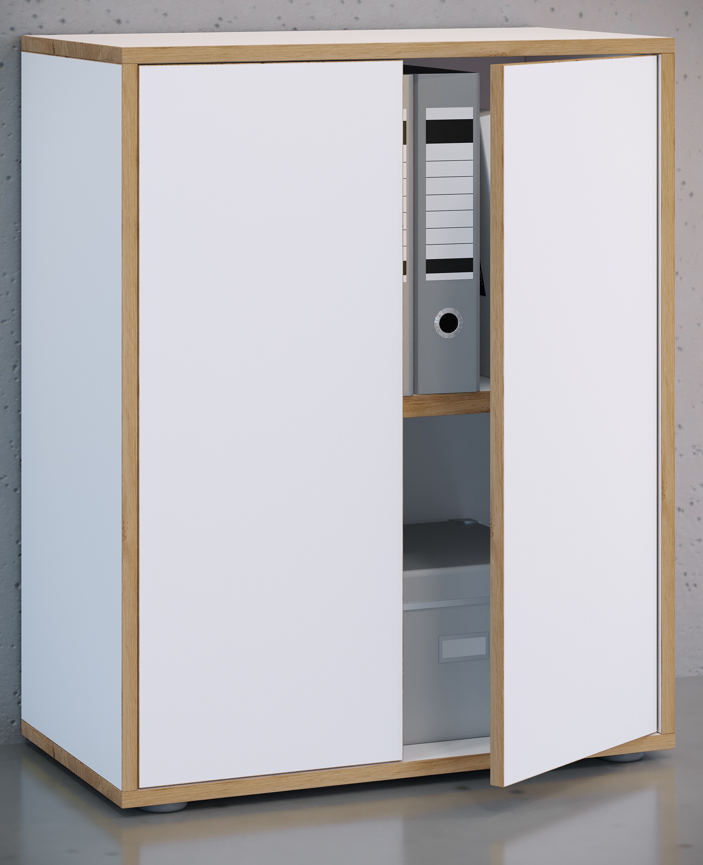 VCM Holz Büroschrank Ordner Aktenschrank Büromöbel Schrank Salia 2-fach Breite 60 cm Drehtüren