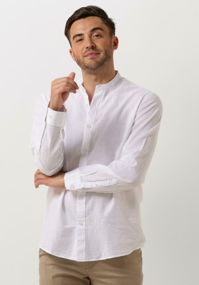 SELECTED HOMME witte selected homme casual overhemd slhregnew-linen shirt ls band