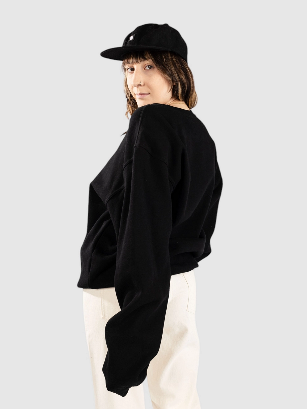 Petals and Peacocks Balance Crewneck Sweater black