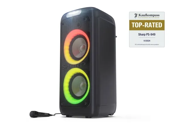 Sharp XParty Street Beat PS-949 - Festhøjttaler - trådløs - Bluetooth - App-kontrolleret - sort (gitterfarve - sort)