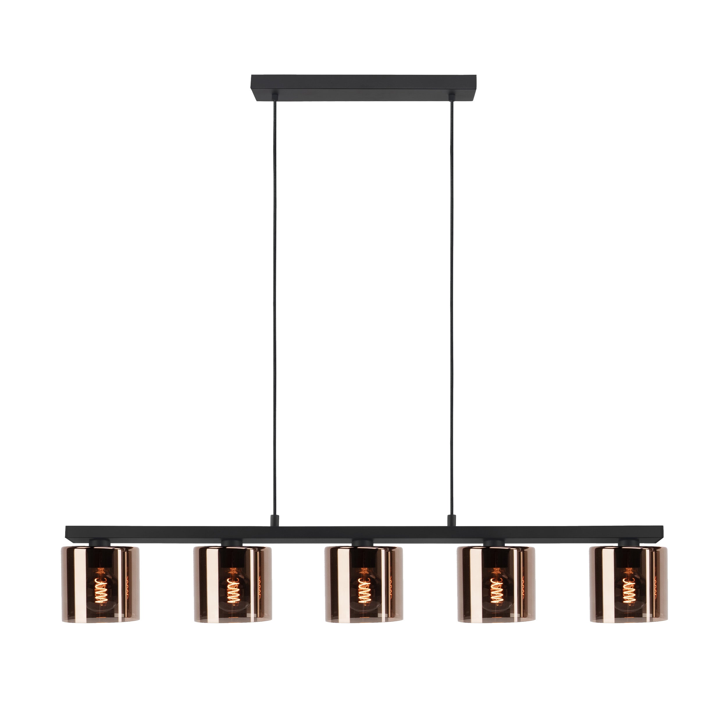 EGLO Cadley Hanglamp - E27 - 121 cm - Koperglas - Zwart