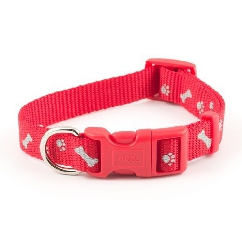 Coleira para cães Paw N Bone, vermelha