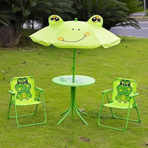 Strend Pro - Set 1 mesa con sombrilla, 2 sillas Verde