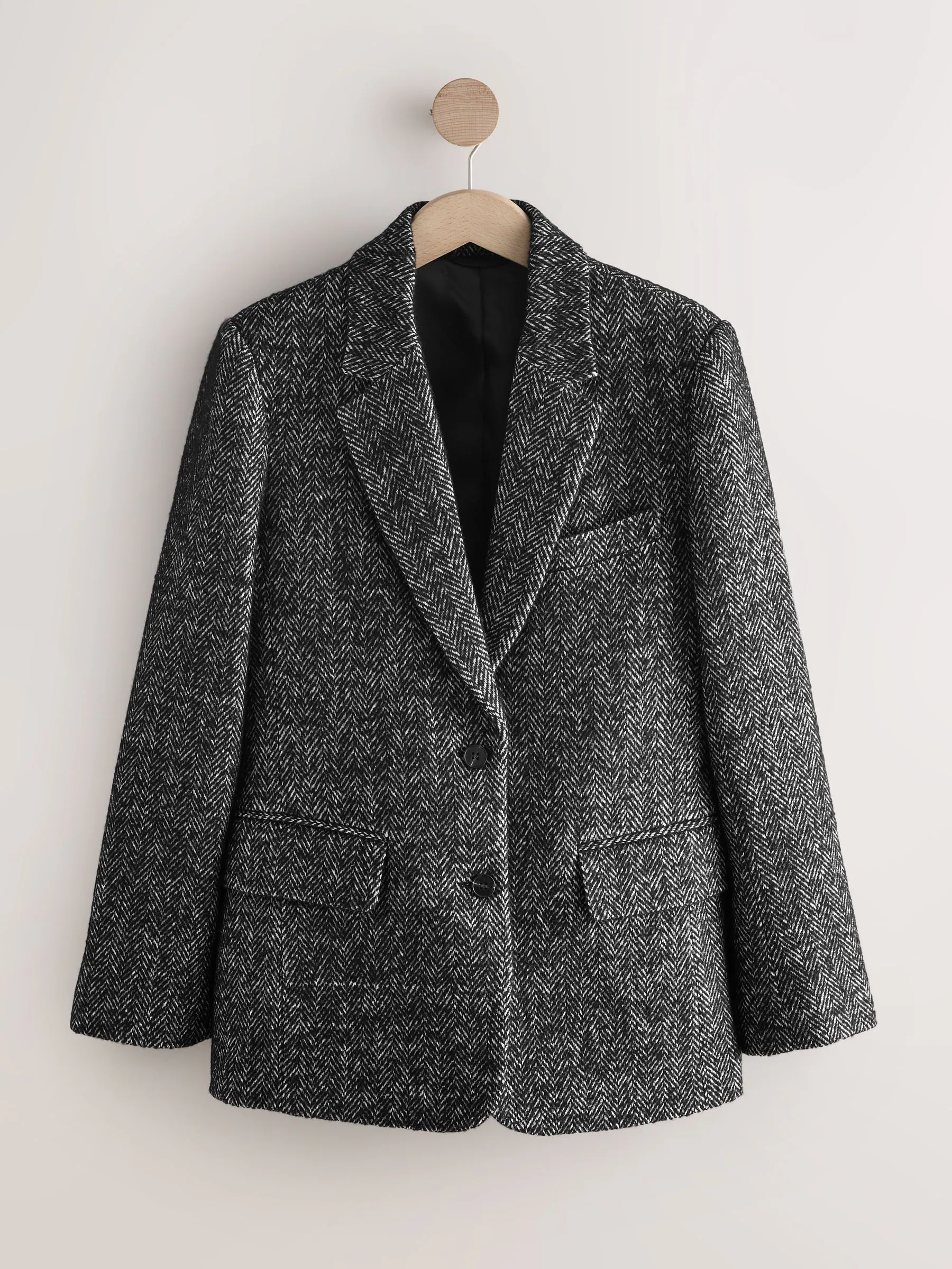 Monochroom - N. Premium visgraat Blazer met wol