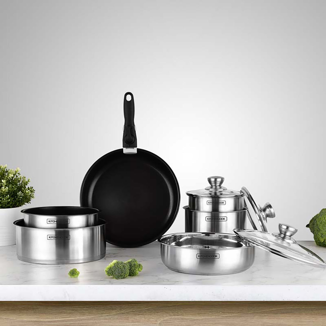 Kitchencook Batterie de cuisine grise