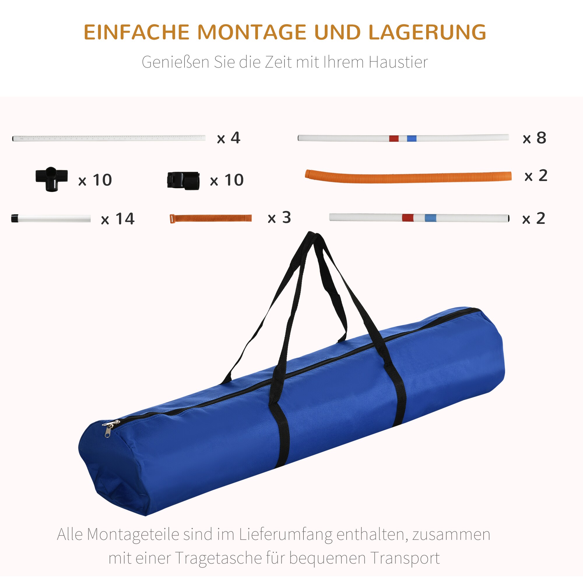 PawHut Haustier-Trainingsset inklusive Tasche weiß, gelb 328 x 65 x 94,5 cm (BxTxH)