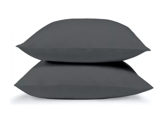 Lot de 2 Taies d'oreiller 100% Percale de coton - Anthracite - 65x65cm