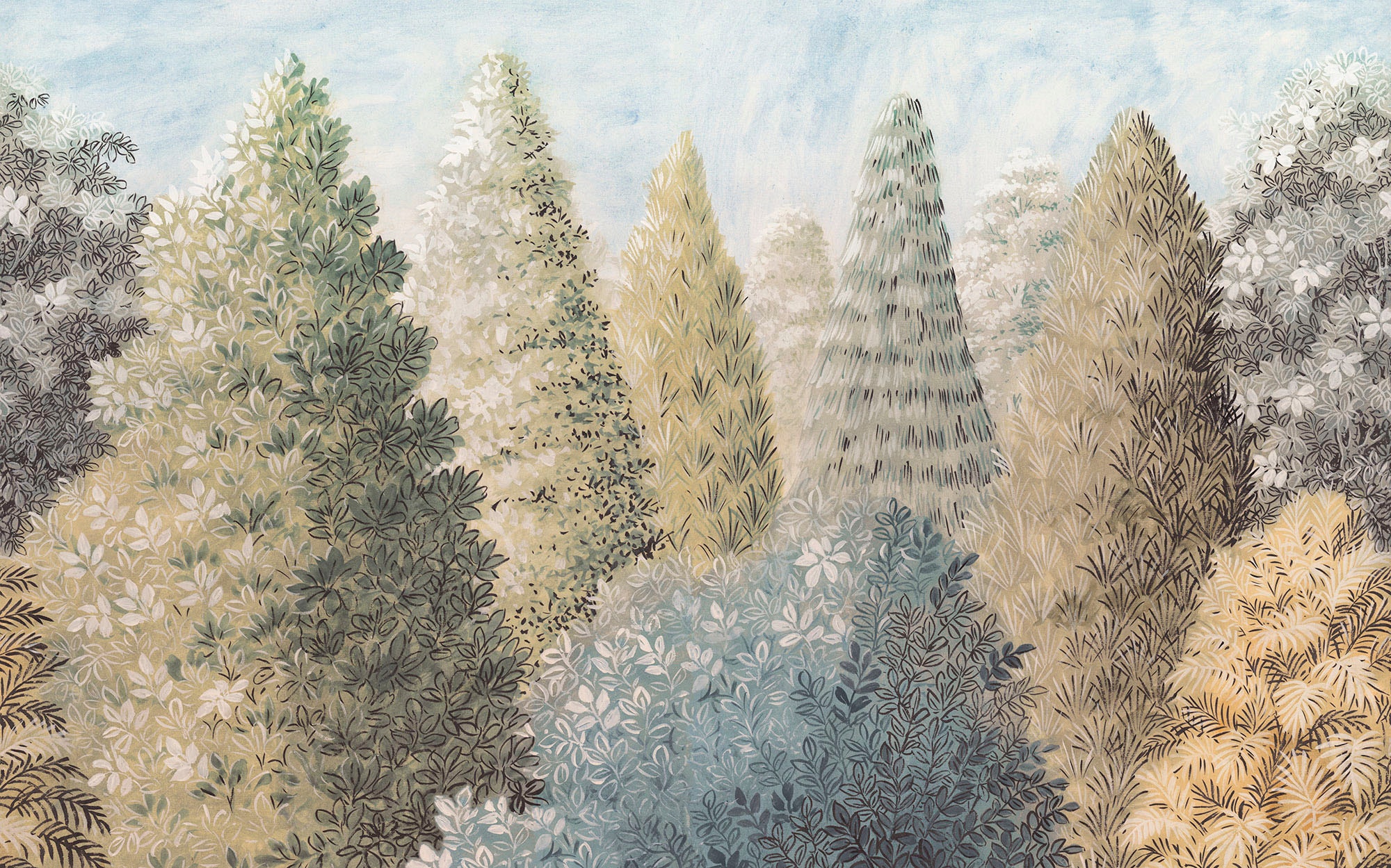 Komar Fototapete »Digitaldruck Vlies -  Painted Woods - Grösse 400 x 250 cm« bedruckt glatt Wohnzimmer, Schlafzimmer