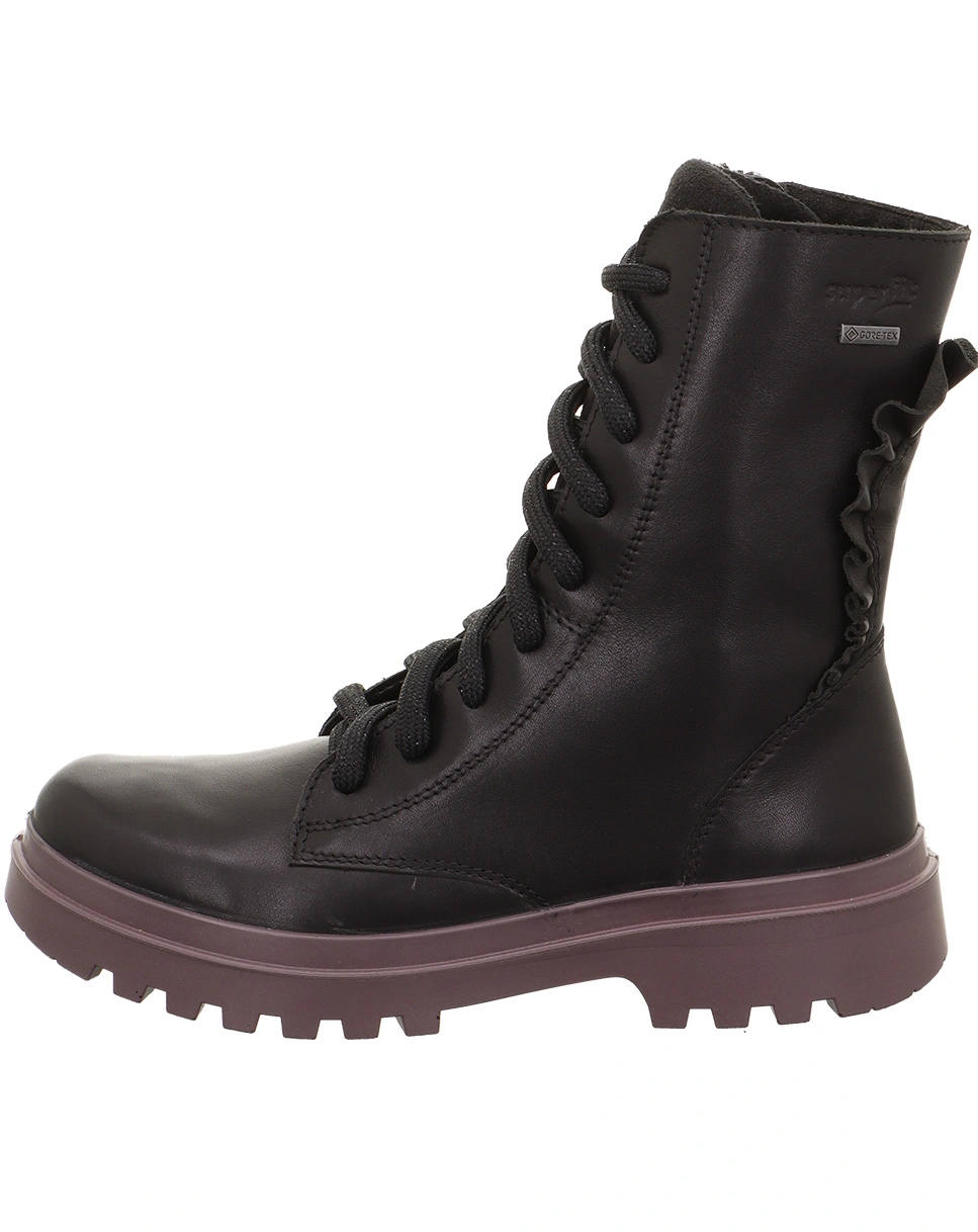 Schnür-Stiefel ABBY mit Reißverschluss in schwarz