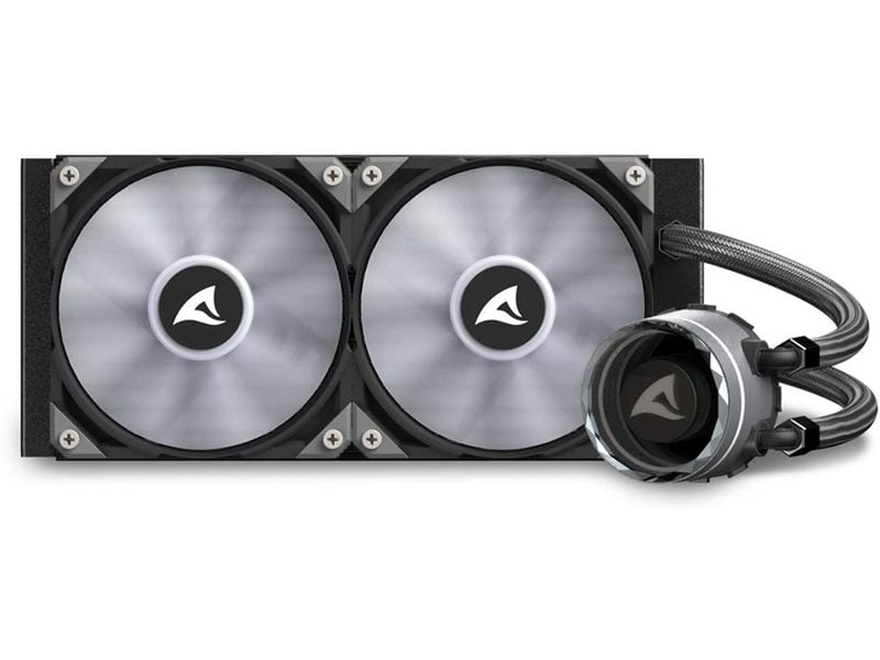 Sharkoon Wasserkühlung S80 RGB Schwarz Kompakte All-in-One-Wasserkühlung mit einem 240-Millimeter-Radiator