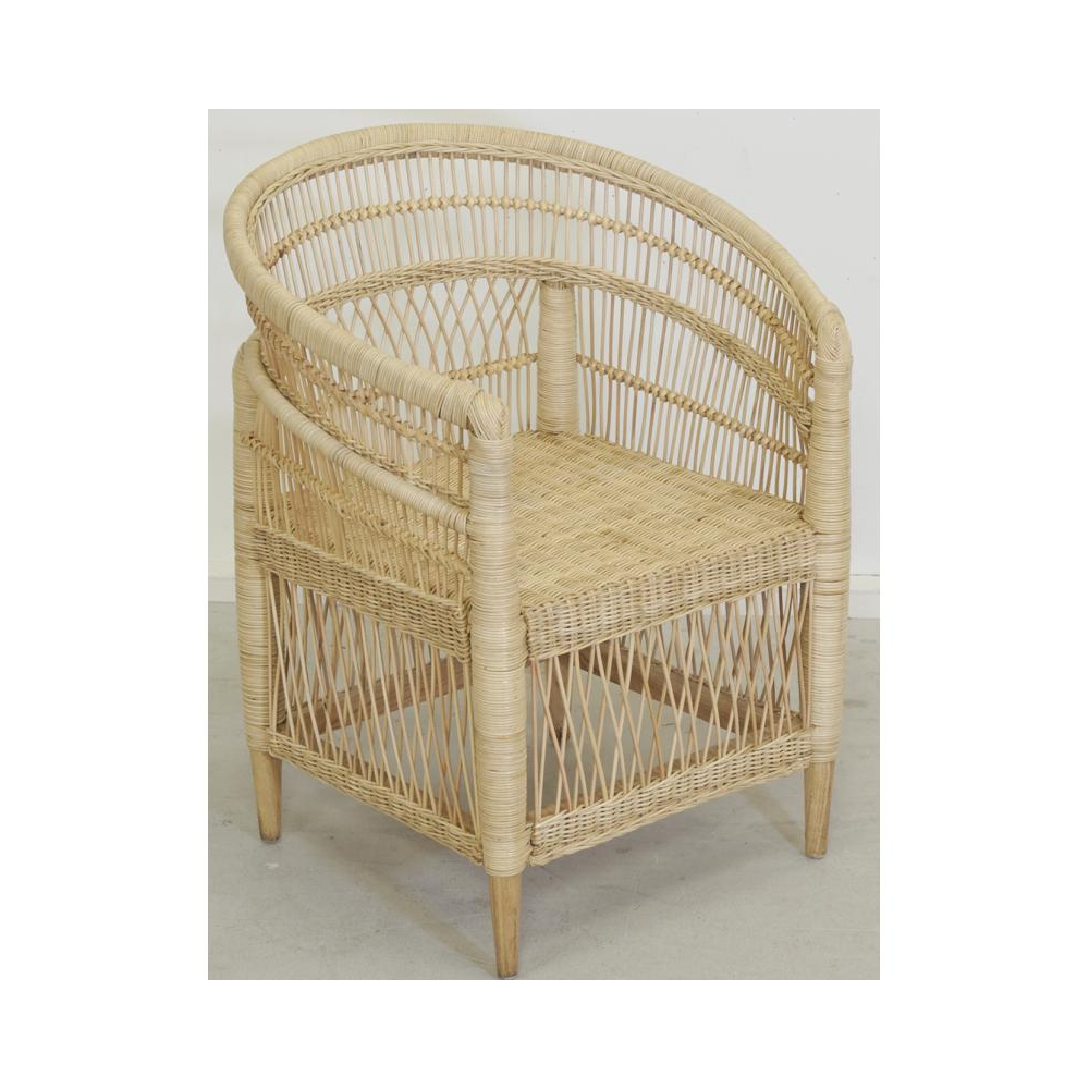 Fauteuil malawi en rotin naturel + coussin