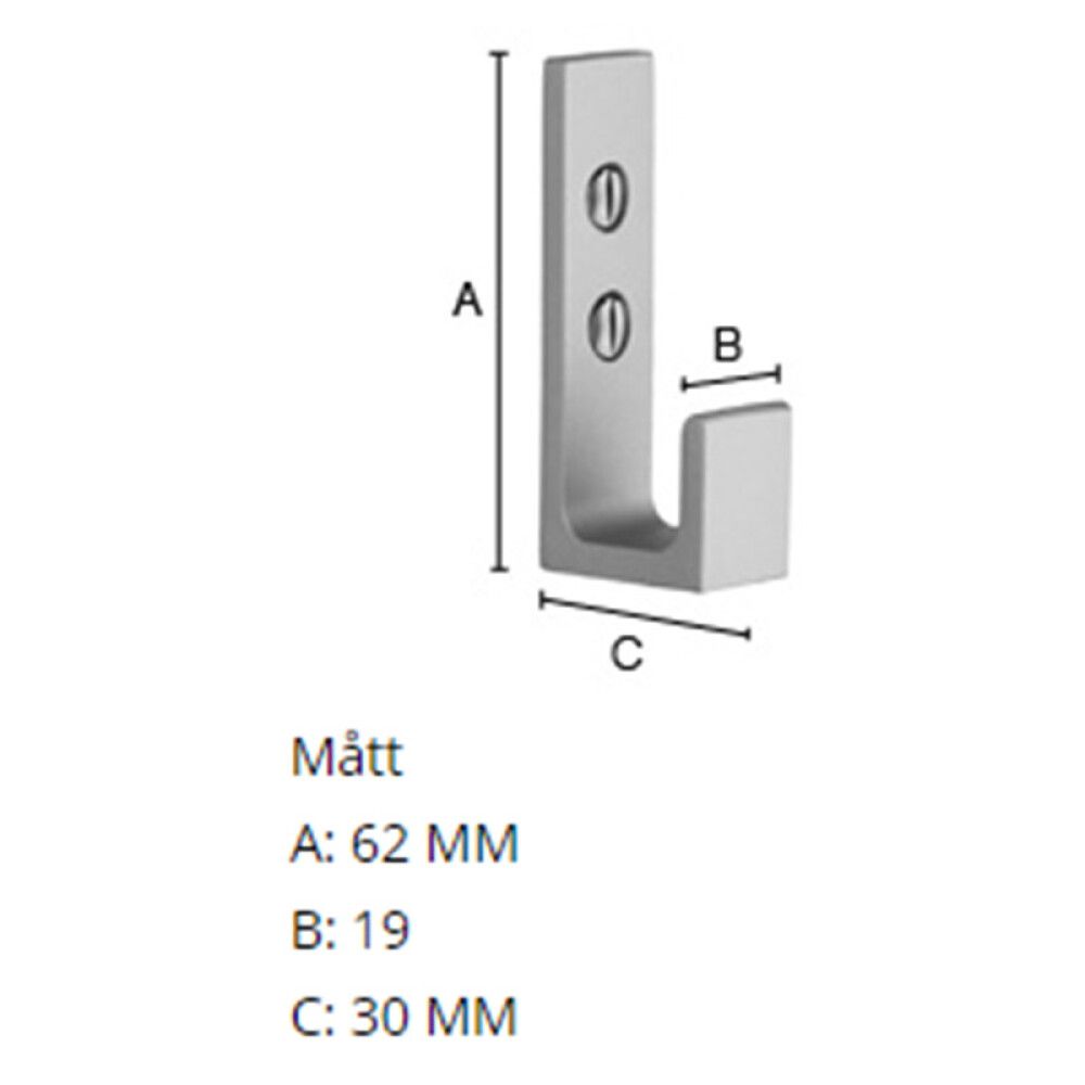 VEGGKROK BESLAGSBODEN 62MM MATT ALUMINIUM