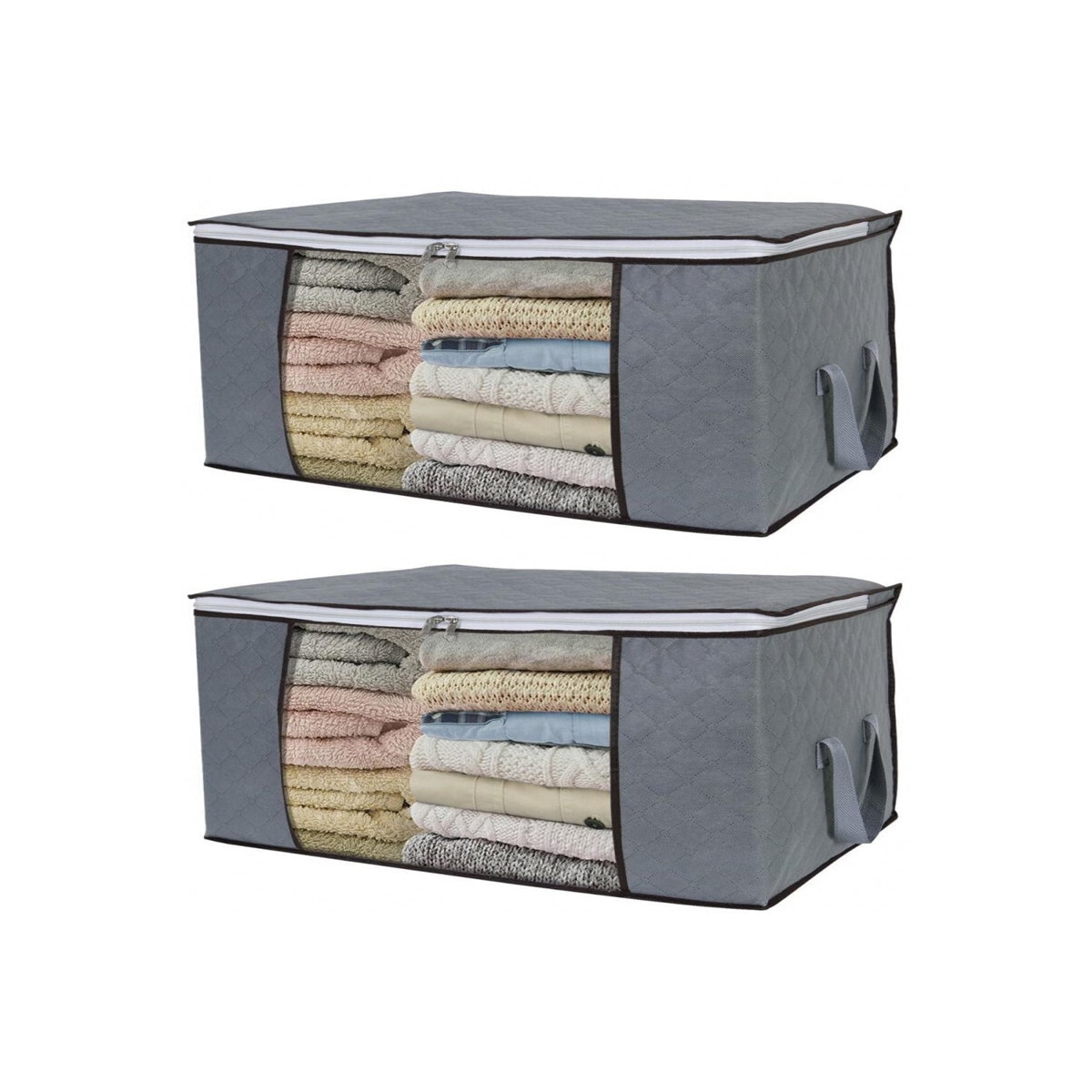 Oppbevaringseske for laken, tepper, klær 60x43x35 cm 2-pakning