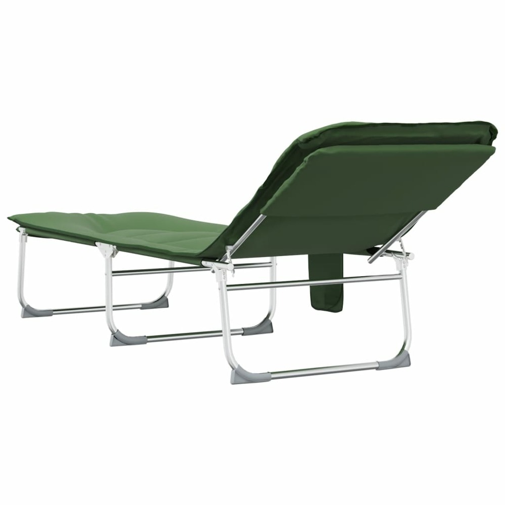 Chaise longue pliable vert foncé tissu