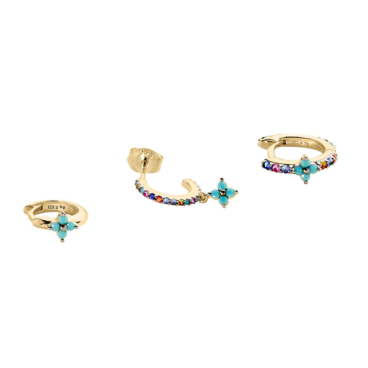 Set de trois piercings créoles Agatha argent oxydesligne Beloved