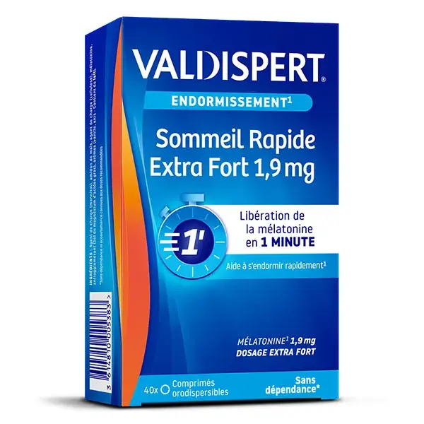 Valdispert Sommeil Rapide Extra Fort 1.9mg Mélatonine Lot de 2 x 40 comprimés